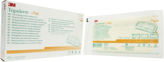 3M Tegaderm +Pad Transparent Dressing With Absorbent Pad, 3590 3.5'X8'[9cmx2]