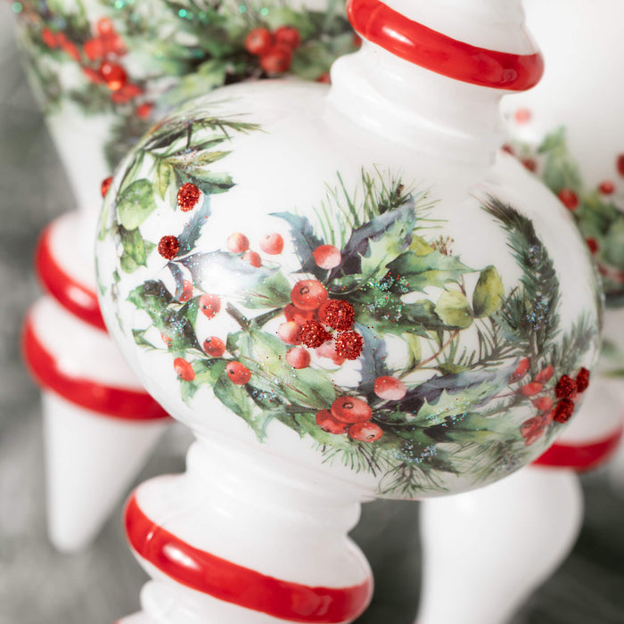 3PC BERRIES & PINE FINIAL ORNAMENTS