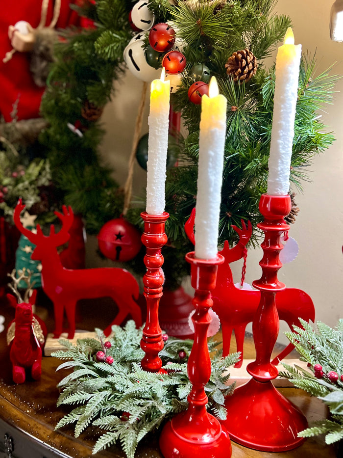 3PC ENAMEL CANDLEHOLDER SET