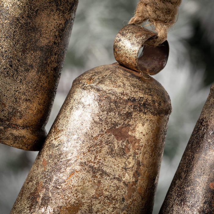 3PC RUSTIC BELL ORNAMENT SET