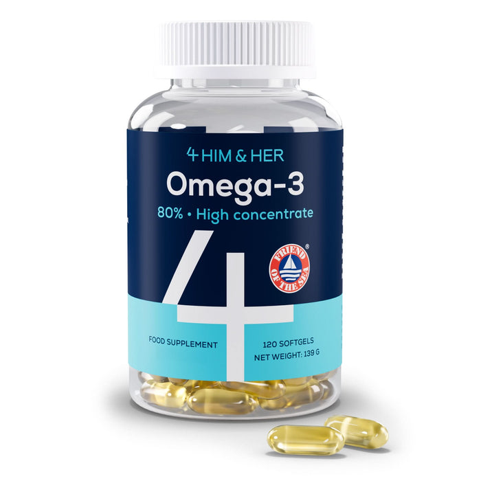 4 HIM & HER Omega 3 Fish Oil 80% Concentrated Omega3 with EPA, DHA & DPA 120 Softgels
