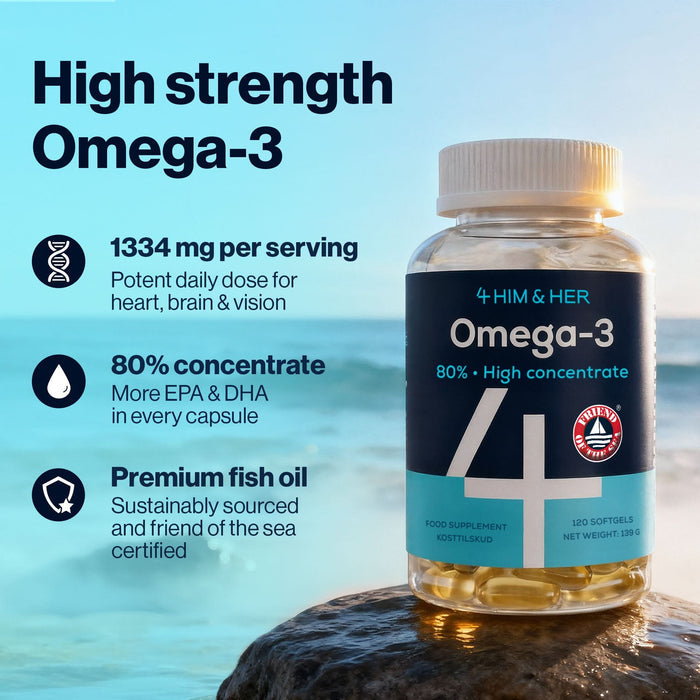 4 HIM & HER Omega 3 Fish Oil 80% Concentrated Omega3 with EPA, DHA & DPA 120 Softgels