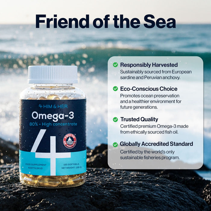 4 HIM & HER Omega 3 Fish Oil 80% Concentrated Omega3 with EPA, DHA & DPA 120 Softgels