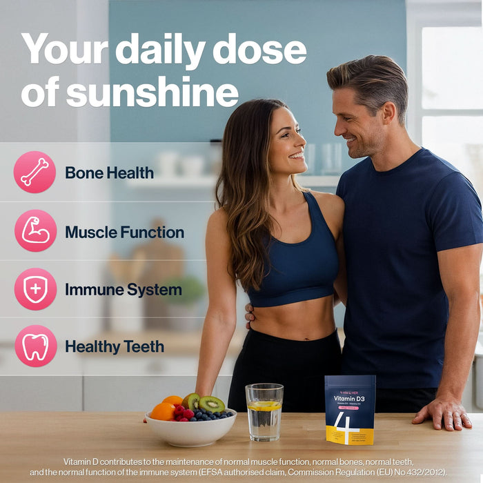 4 HIM & HER Vitamin D3 50ug (2000IU) Cholecalciferol 1 Year's Supply 365 Tablets