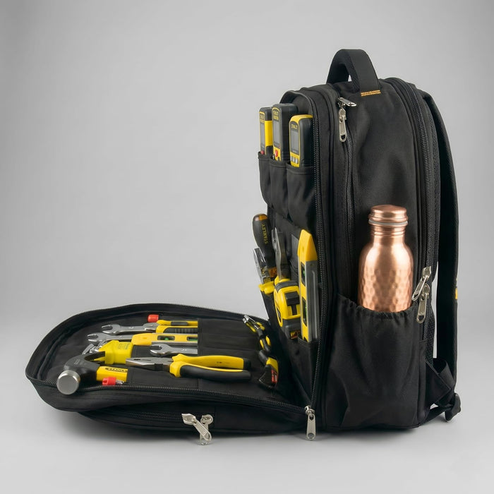 50 Pocket Heavy Duty Tool Backpack – Waterproof Urban Cord Electrician & Technician Tool Bag with Rain Cover