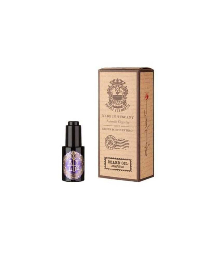 Abbate y La Mantia Krokos Beard Care Oil bottle with packaging for personal grooming