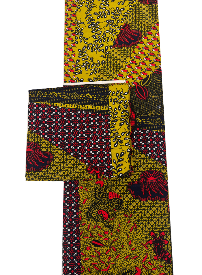 African Fabric - Red, Yellow and White