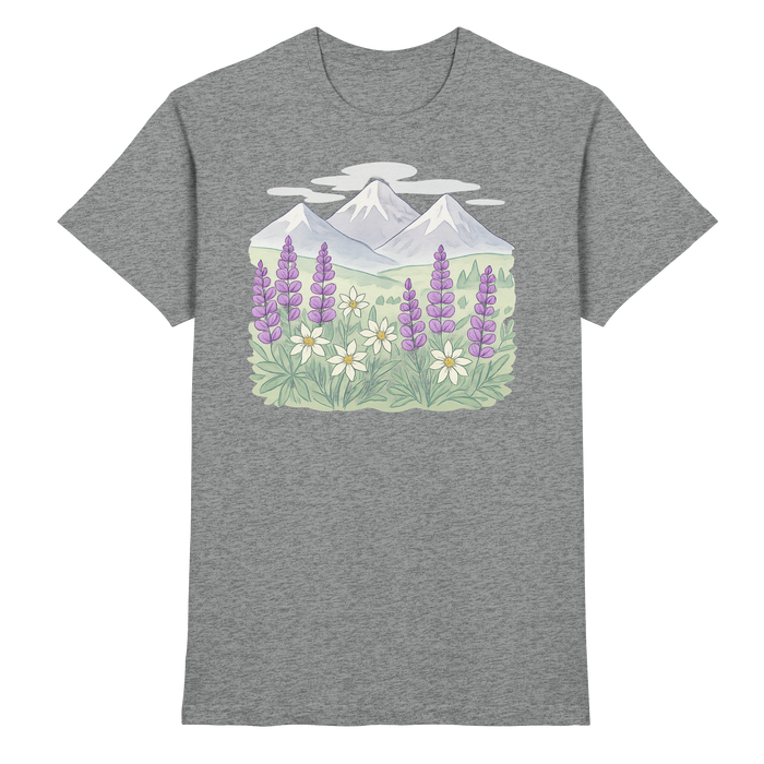 Unisex Alpine Bloom Shirt by Arvenzo in sports grey meliert, front view showcasing a stylish, comfortable casual shirt.