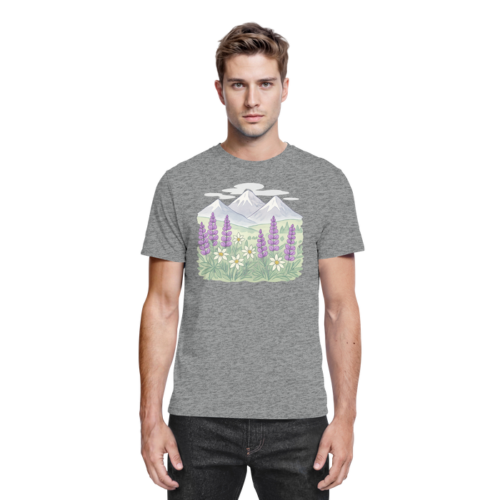Unisex Alpine Bloom Shirt by Arvenzo in sports grey meliert, showcasing a front view of the premium casual shirt.