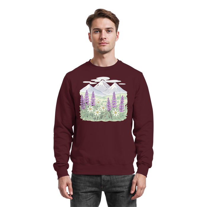 Arvenzo Alpine Bloom sweatshirt in burgundy with a front basic design, soft fabric, and relaxed fit.