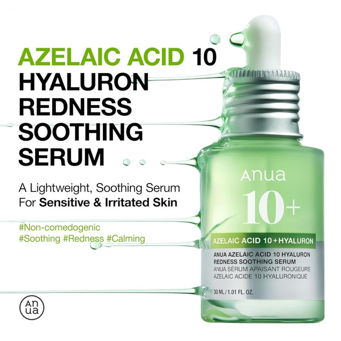 Anua Azelaic Acid 10+ Hyaluron Redness Soothing Serum 30ml, 1.01 fl. oz.