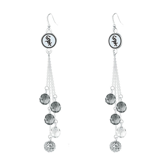 Beaded Chain White Sox Dangle Earring