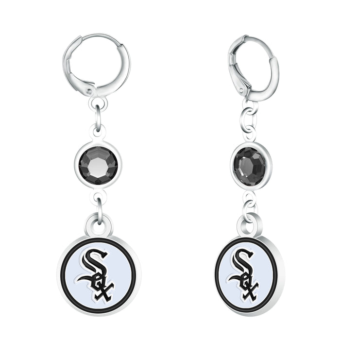 Beaded Dangle White Sox Hoop Earring