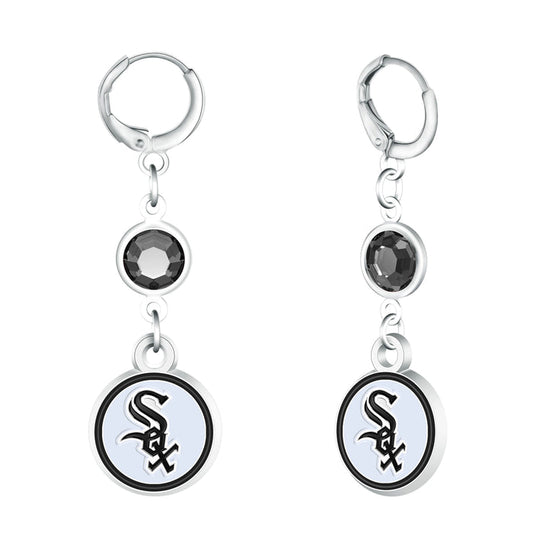 Beaded Dangle White Sox Hoop Earring
