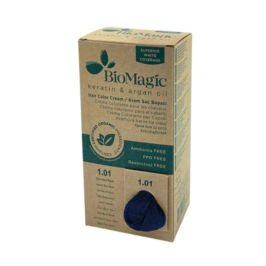 BioMagic Hair Color Cream Kit - 1.01 Intense Blue Black - Makkah Pharmacy