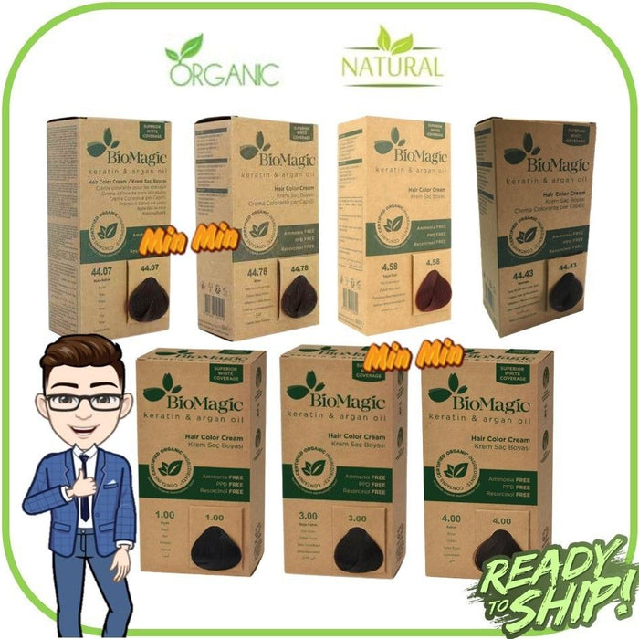 BioMagic Organic Hair Color Cream with Keratin & Argan Oil Black 1.00, 1 Pack - Makkah Pharmacy