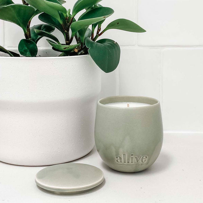 al.ive body Blackcurrant & Caribbean Wood Soy Candle Nudie Glow Australia