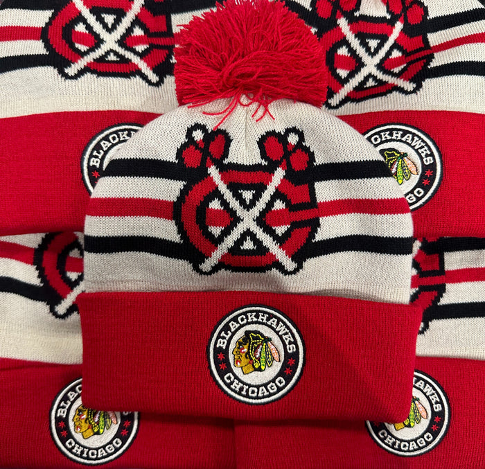 Blackhawks 2025 Mitchell & Ness Winter Classic 2025 Cream Cuffed Knit Beanie