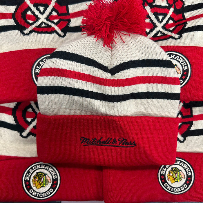 Blackhawks 2025 Mitchell & Ness Winter Classic 2025 Cream Cuffed Knit Beanie-1