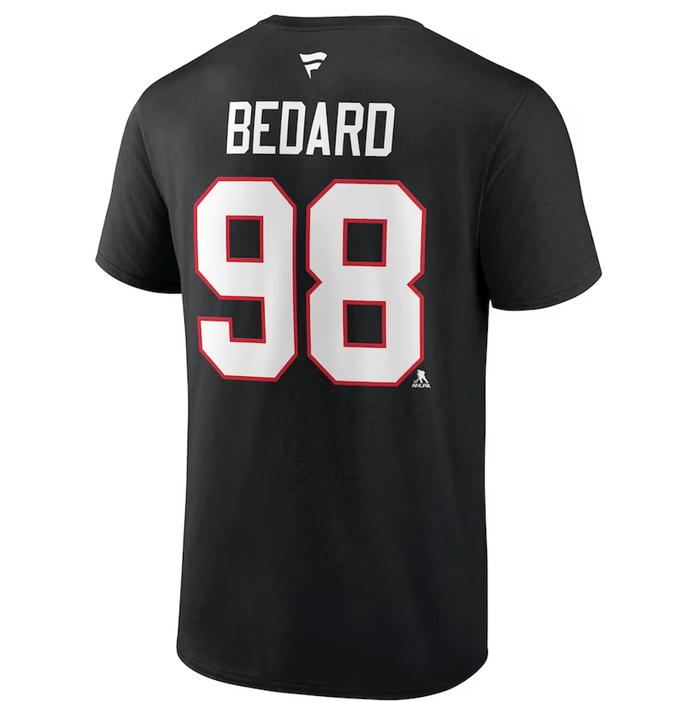 Blackhawks Black Connor Bedard #98 Player Tee-1