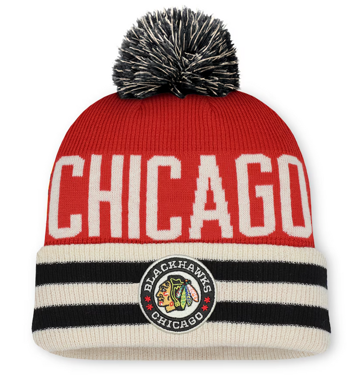 Blackhawks Fanatics 2025 NHL Winter Classic Cuffed Knit Hat with Pom