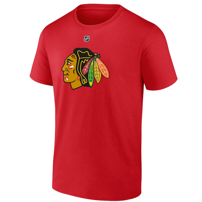 Blackhawks Red Connor Bedard #98 Player Tee-1
