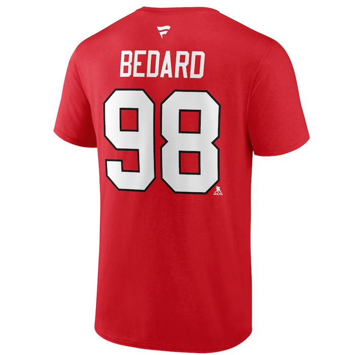Blackhawks Red Connor Bedard #98 Player Tee-2