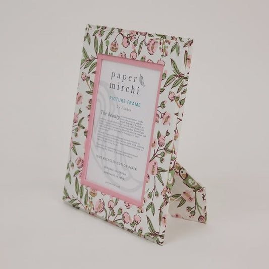 Block Printed Picture Frame 5X7- Song Bird Blush - Precious Sparkle
