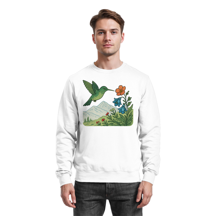 Arvenzo Bloom Wing sweatshirt in Arctic White, front view showcasing casual, cozy sweatshirt with wing graphic design.