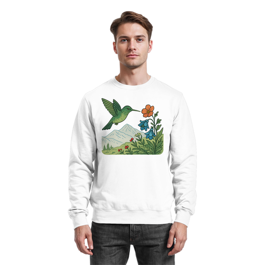 Arvenzo Bloom Wing sweatshirt in Arctic White, front view showcasing casual, cozy sweatshirt with wing graphic design.