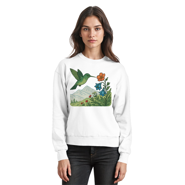 Arvenzo Bloom Wing Sweatshirt in Arctic White, front view showing a casual, cozy sweatshirt with a subtle wing design.
