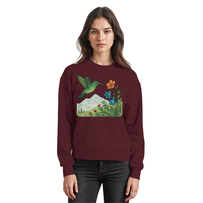 Arvenzo Bloom Wing burgundy sweatshirt featuring a front design, soft fabric, and casual fit for comfortable everyday wear.