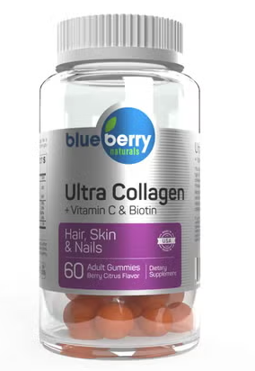 Blueberry Naturals Ultra Collagen + Vitamin C & Biotin Adult Gummies, Pack of 60’s Blueberry Naturals