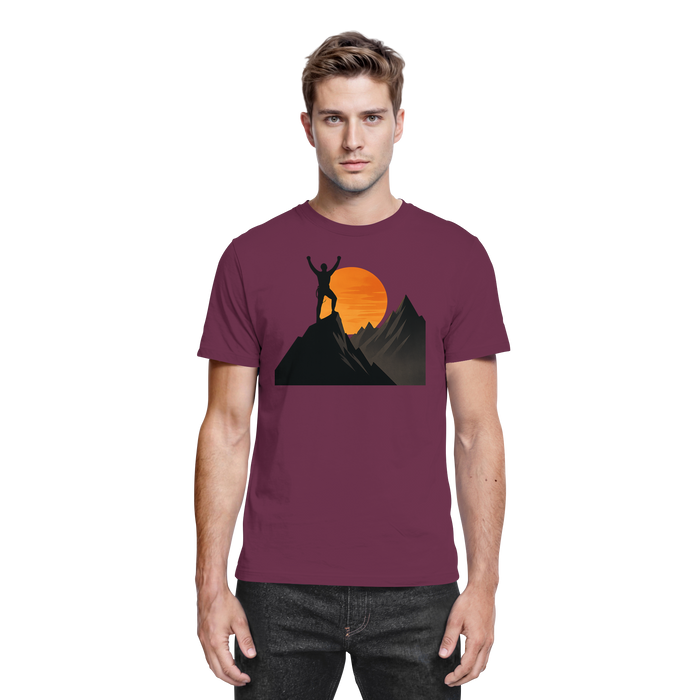 Front view of Arvenzo Bold Ascent unisex shirt in burgundy with a clean, premium design.