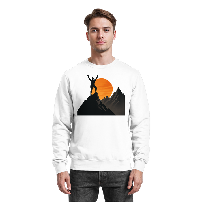 Arvenzo Bold Ascent sweatshirt in Arctic White, front view showcasing a casual, comfortable sweatshirt with a crew neck and long sleeves.