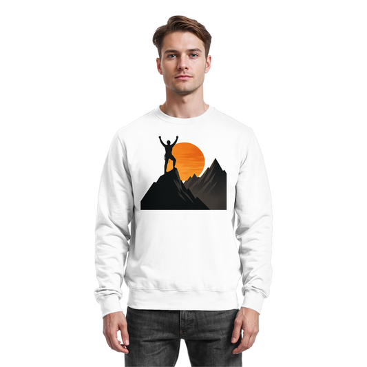 Arvenzo Bold Ascent sweatshirt in Arctic White, front view showcasing a casual, comfortable sweatshirt with a crew neck and long sleeves.