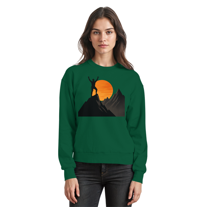 Arvenzo Bold Ascent sweatshirt in bottle green, front view, casual fit with ribbed cuffs and crew neckline.