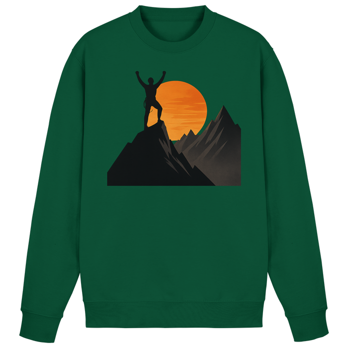 Arvenzo Bold Ascent sweatshirt in bottle green, front view showing classic crewneck design and comfortable fit.