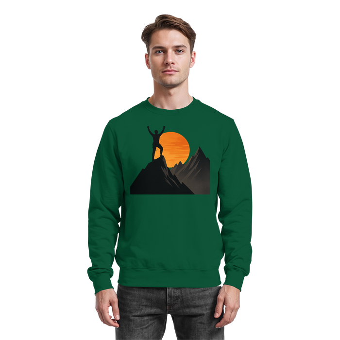 Arvenzo Bold Ascent sweatshirt in bottle green, front view showing plain design and soft fabric for casual wear.