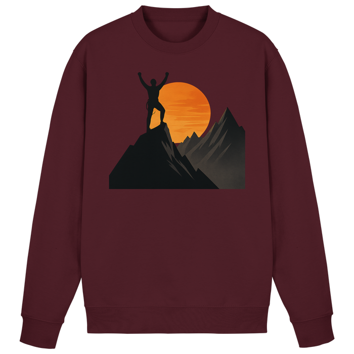 Arvenzo Bold Ascent sweatshirt in burgundy, front view showing classic crewneck design and soft fabric texture.