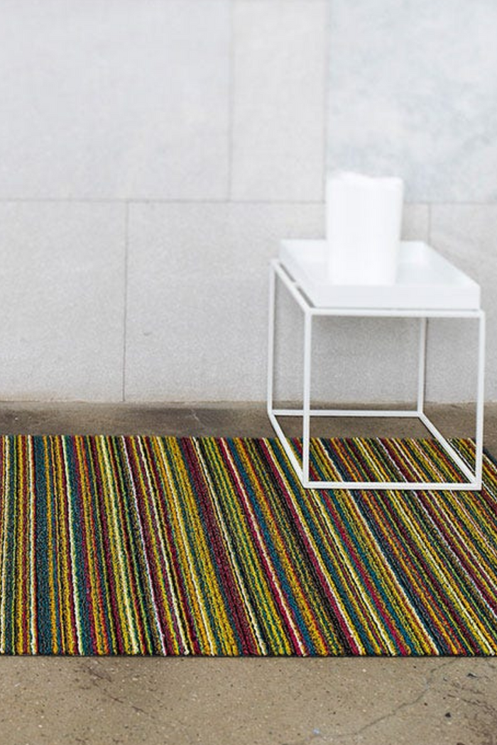Bright Multi Skinny Stripe Shag Mat-Chilewich-ECOVIBE