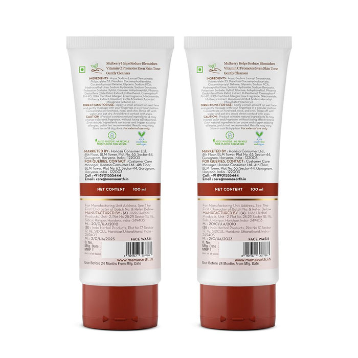 Bye Bye Blemishes* Face Wash with Mulberry and Vitamin C for Even Skin Tone - 100 ml (Pack of 2)