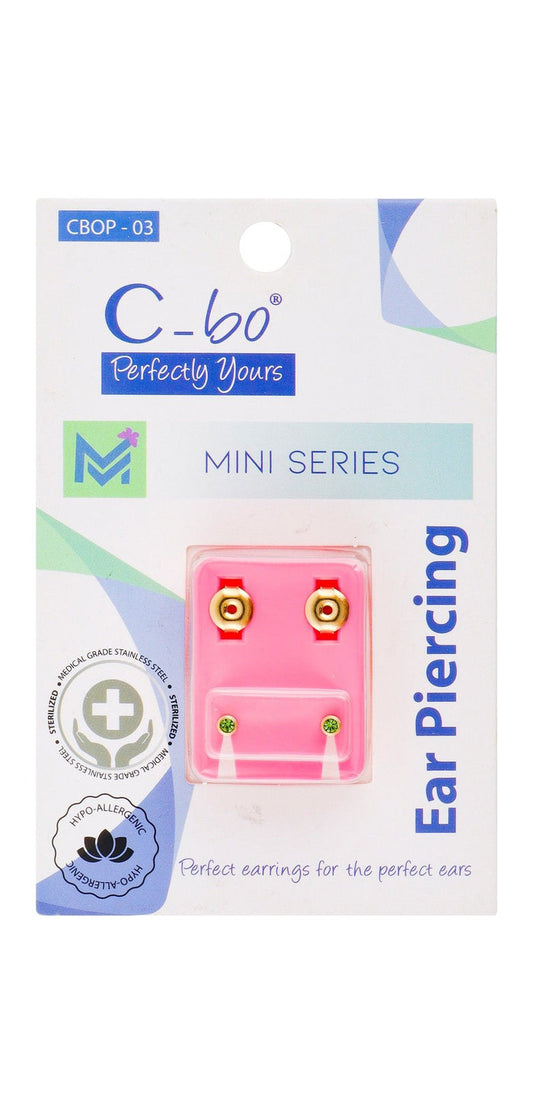 C-bo Mini Series Hypoallergenic Sterile Green Zirconia Stainless Steel Stud Earrings, 1 Pair - Makkah Pharmacy