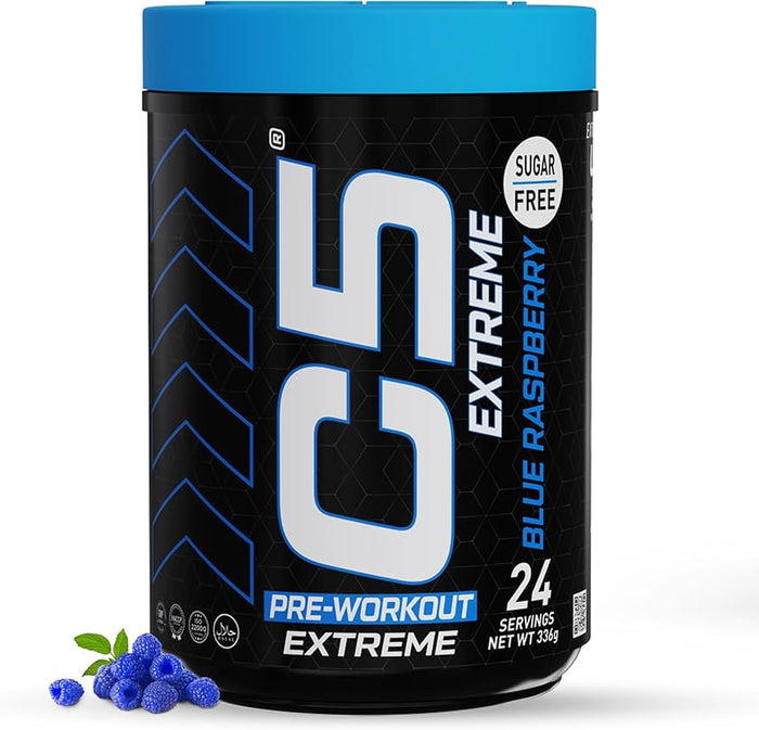 C5 Extreme Pre-Workout Powder Blue Raspberry 24 Servings