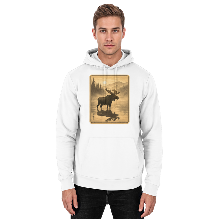 Arvenzo Calm Shore hoodie in arctic white, front view, unisex design, soft fabric, casual style, basic hoodie for everyday wear