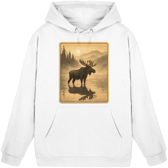 Arvenzo Calm Shore unisex hoodie in Arctic White, front view showing a simple, comfortable hoodie with a minimal design.