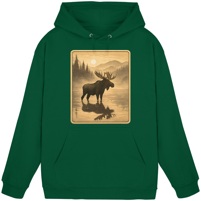 Arvenzo Calm Shore hoodie in bottle green, front view, unisex casual hoodie with a relaxed fit and soft fabric.