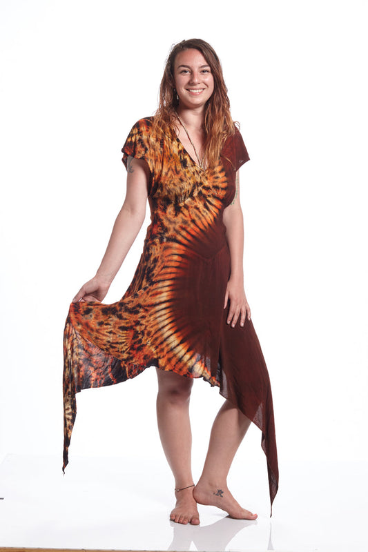 Cap Sleeve Vintage Fairy Burn Orange Yin Bleed
