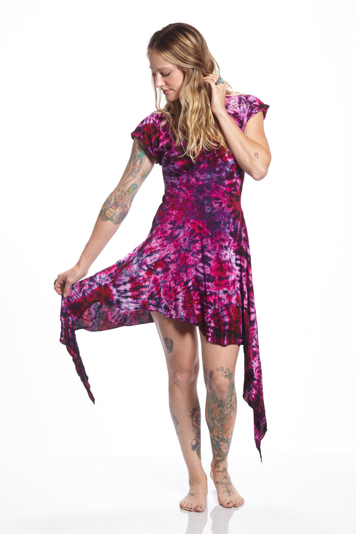 Cap Sleeve Vintage Fairy Rasberry Crackle Bleed