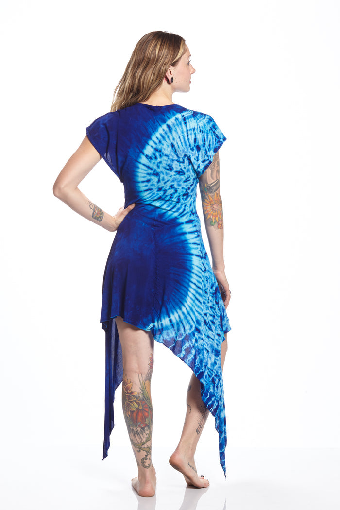 Cap Sleeve Vintage Fairy Turquoise Yin Bleed